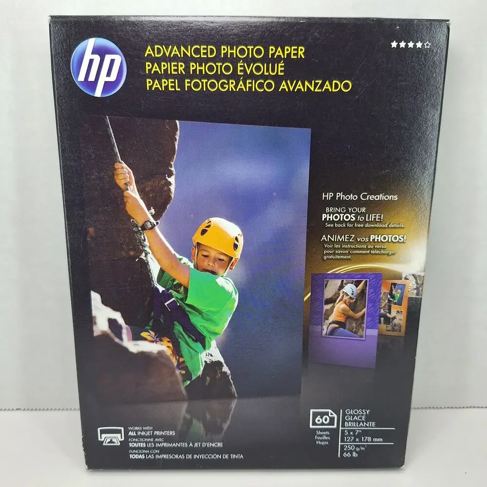 Lot Of 2 HP Advanced Photo Paper 5 x 7 Glossy Q8690A 60 Sheets Each - New In Box